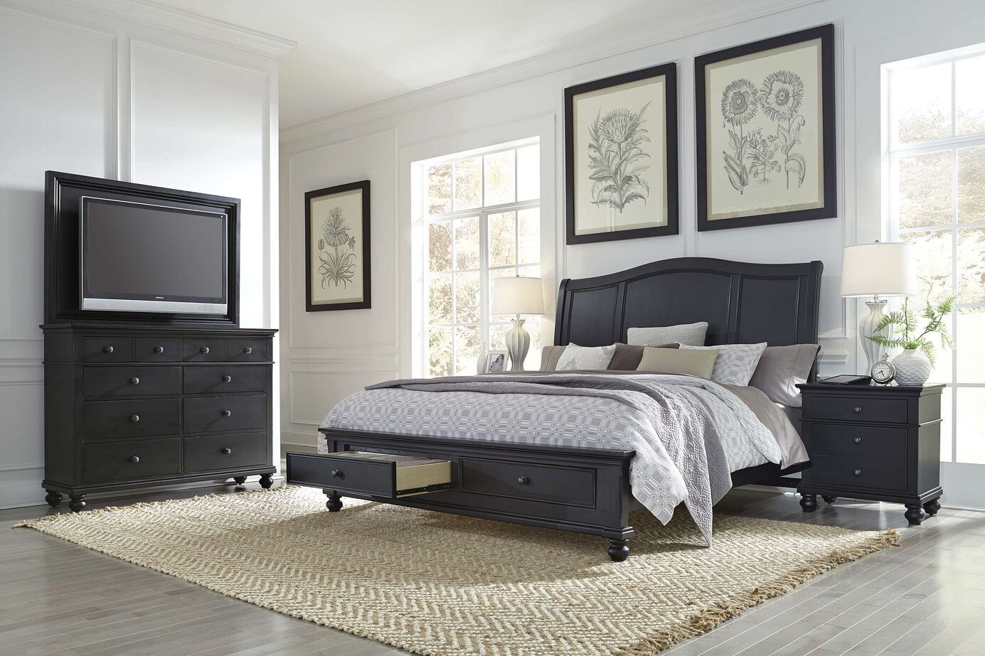 Aspen Home Oxford Sleigh Bed with Storage image number 1