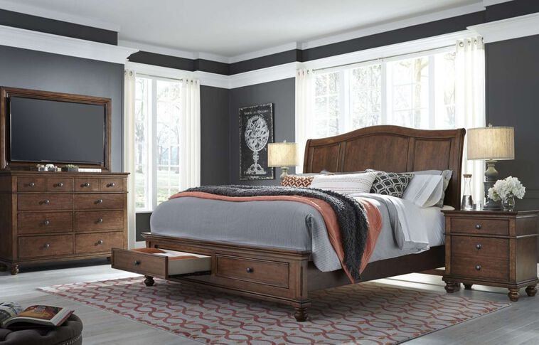 Aspen Home Oxford Sleigh Bed with Storage image number 0