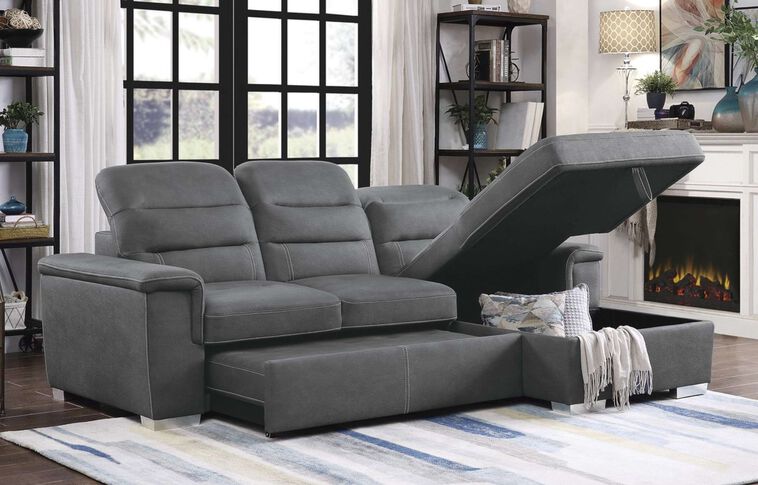 Homelegance Alfio Sectional with pullout bed and hidden storage image number 1