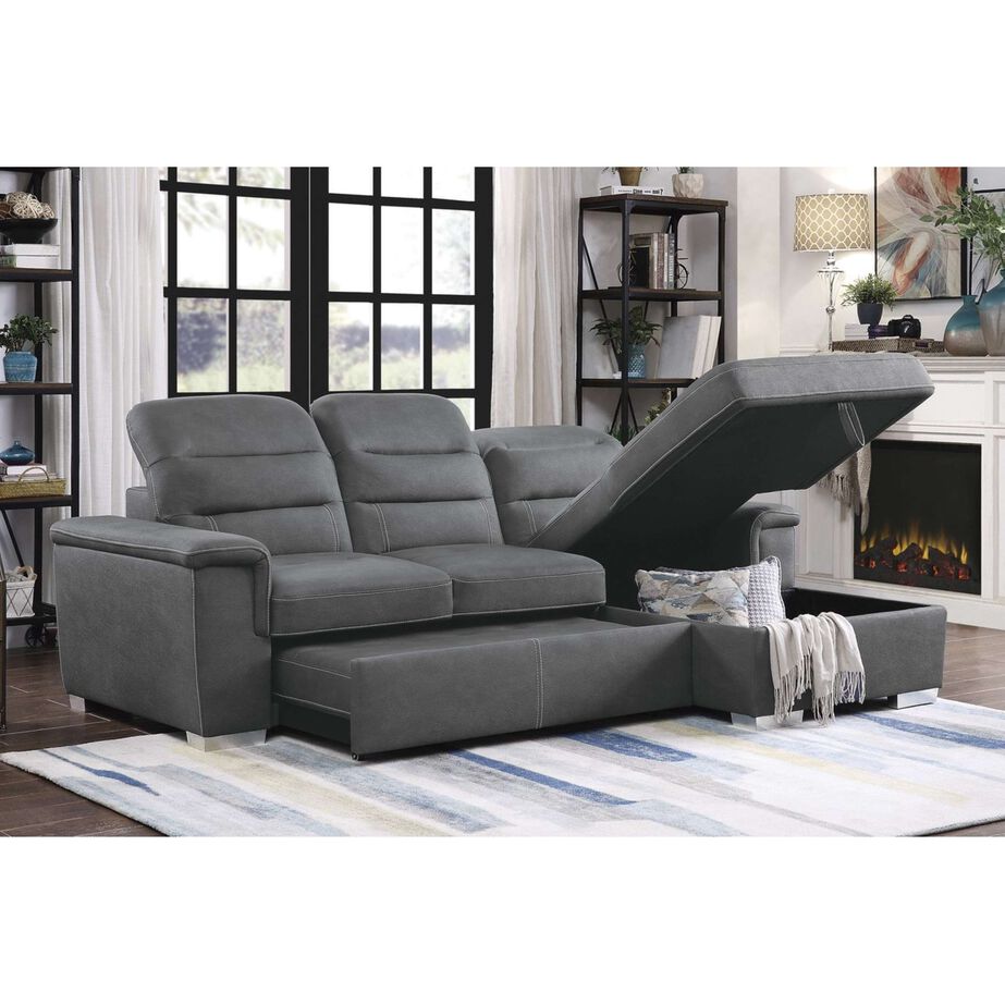 Homelegance Alfio Sectional with pullout bed and hidden storage image number 1
