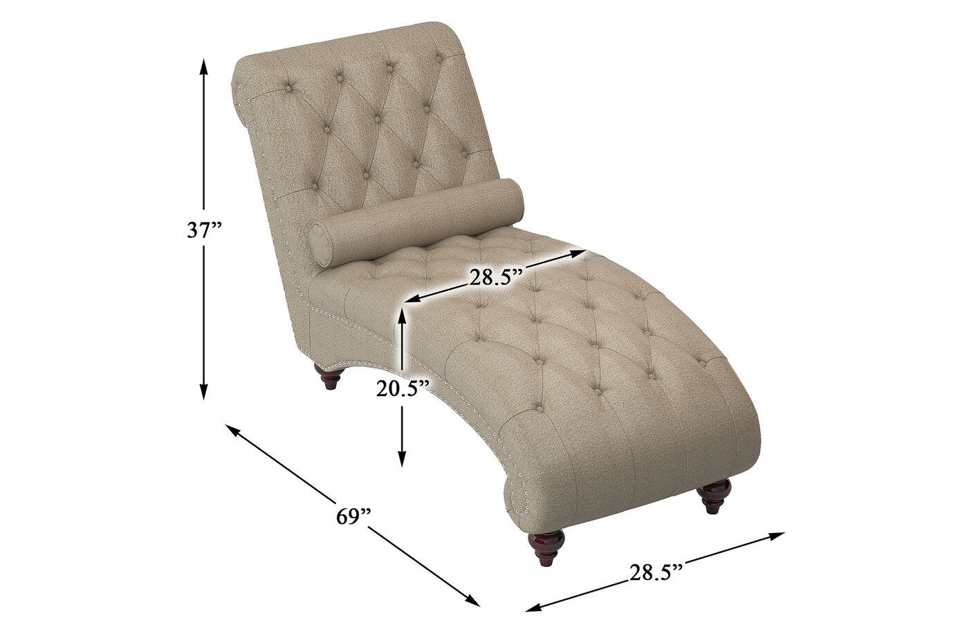 Homelegance Bonne Chaise w/ Bolster pillow image number 1