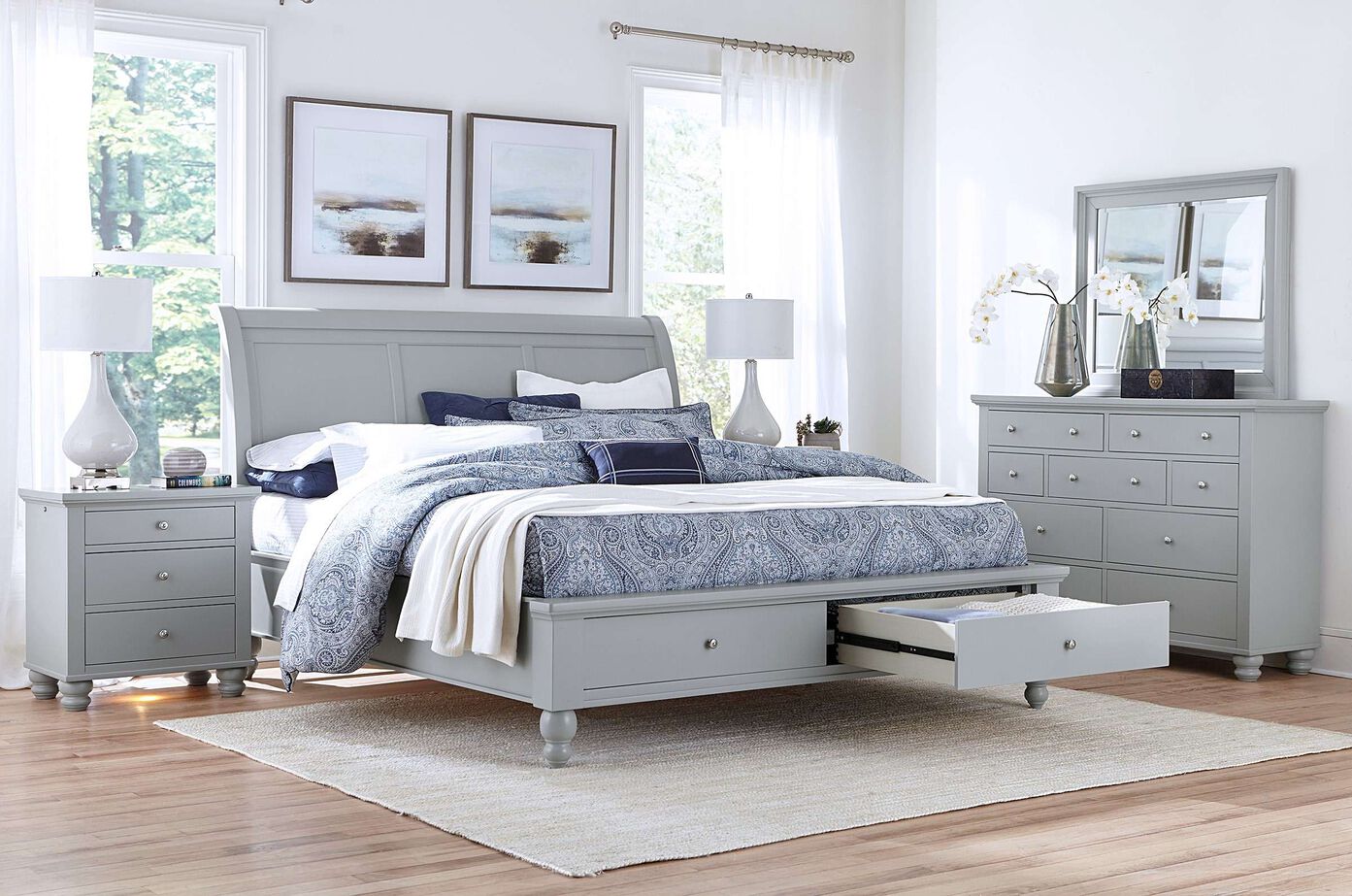 Aspen Home Cambridge Sleigh Bed with Storage image number 1