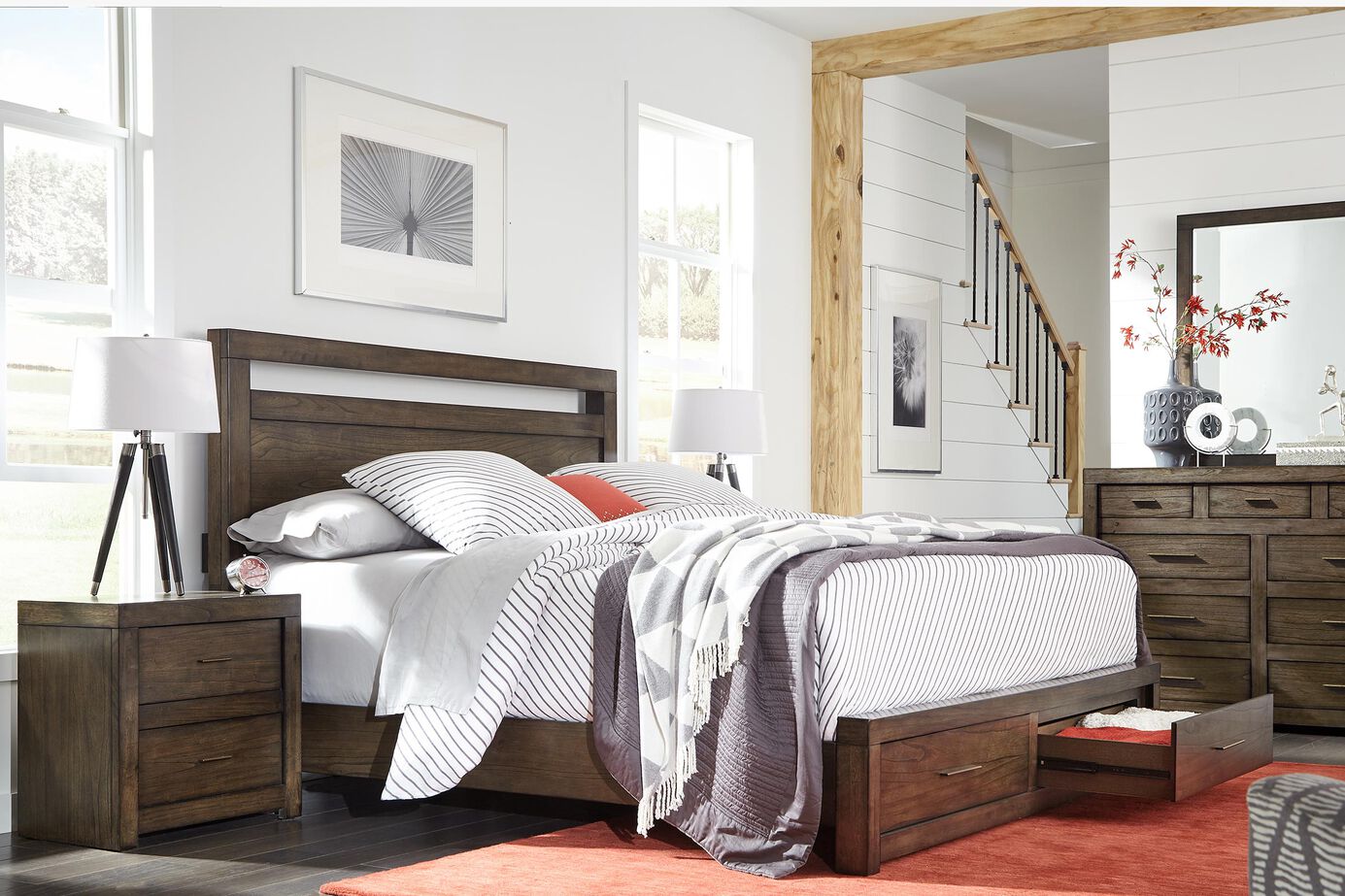 Aspen Home Modern Loft Panel Bed with Storage image number 1