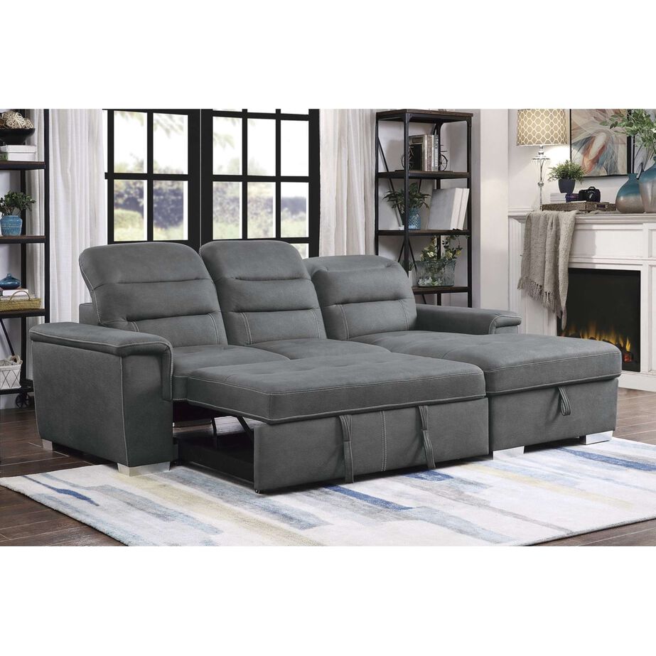 Homelegance Alfio Sectional with pullout bed and hidden storage image number 2