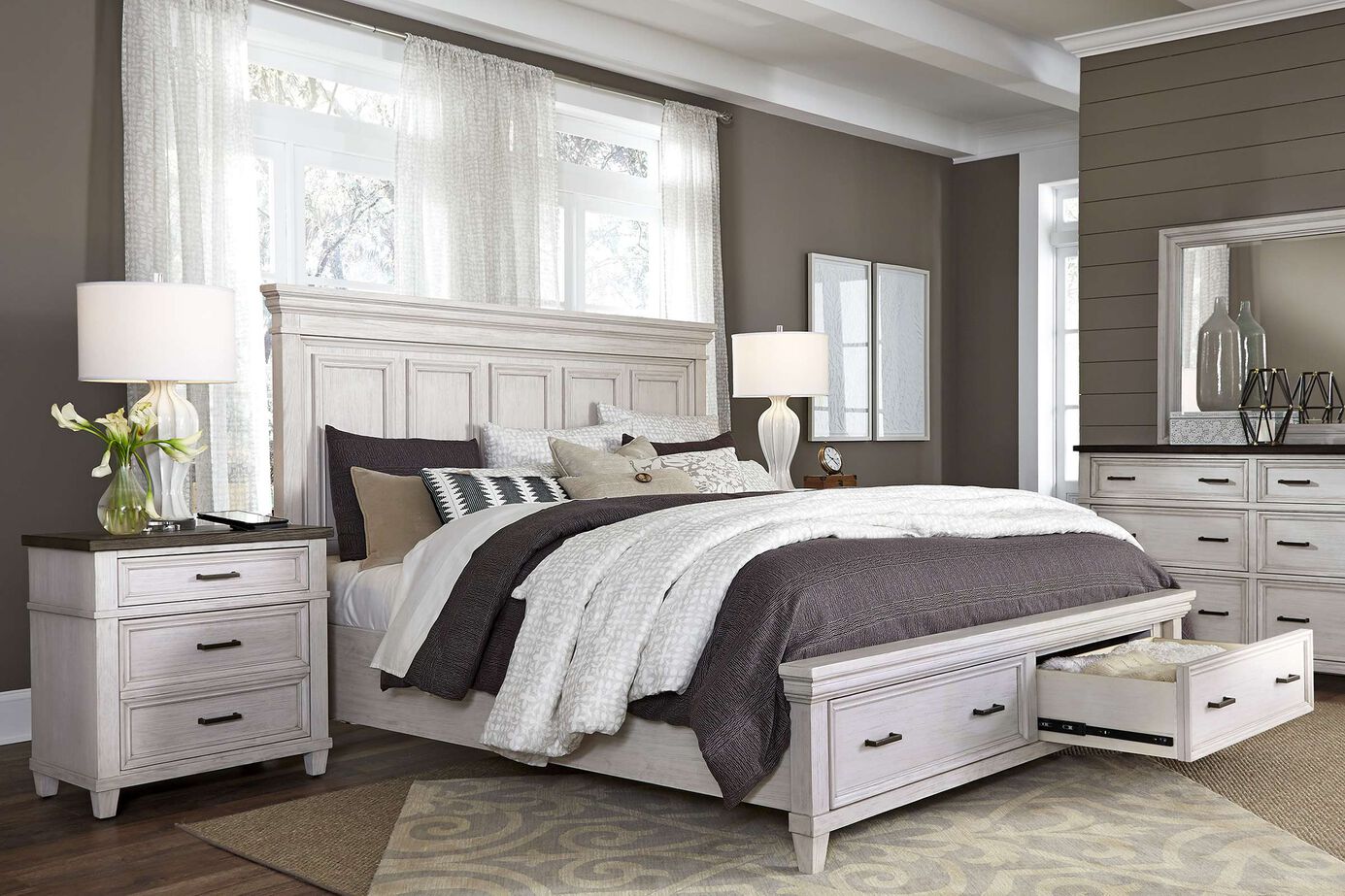 Aspen Home Caraway Panel Bed Complete with Storage image number 0