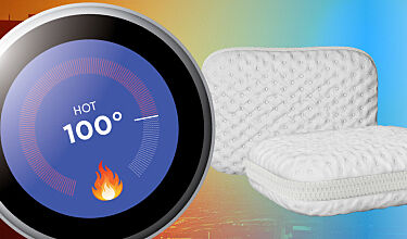 Is it hot in here or just us!? When the temperature is over 99 get free cooling pillows with your premium mattress purchase. Only in stores. 