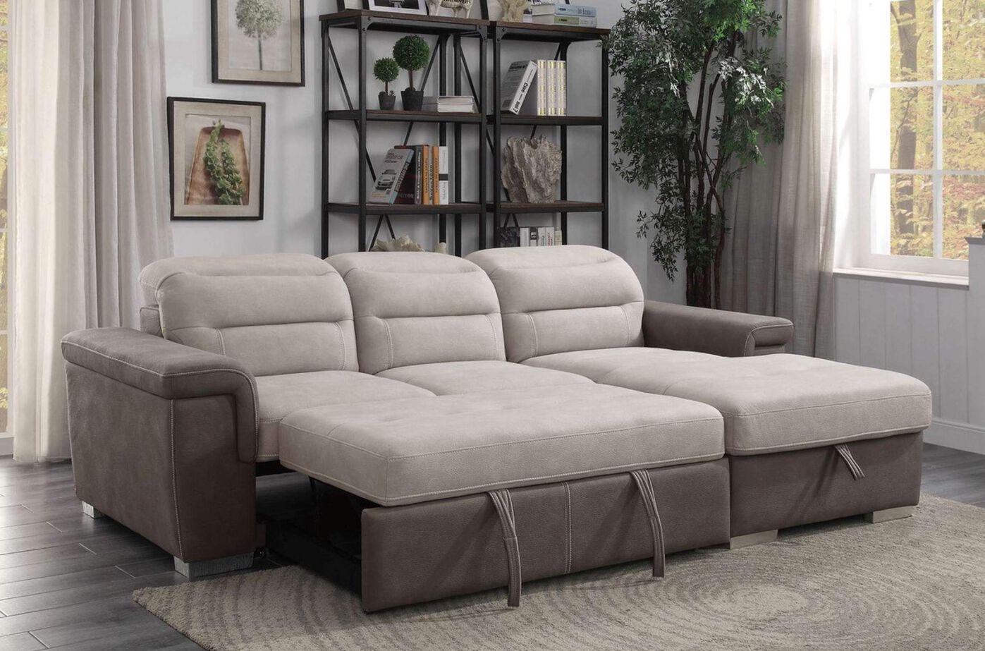 Homelegance Alfio Sectional with pullout bed and hidden storage image number 2