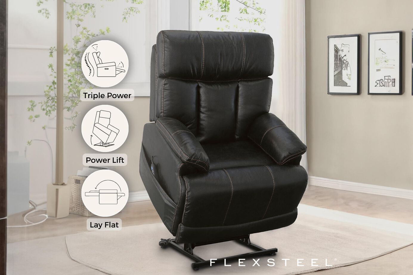 Flexsteel Latitudes Clive Power Lift Recliner with Power Headrest and Lumbar image number 1