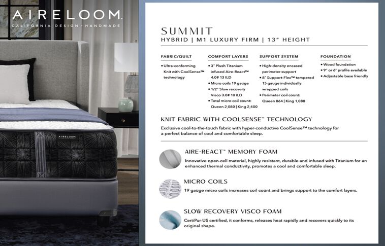 Aireloom Pinnacle Summit M1 Luxury Firm Mattress 13" image number 1