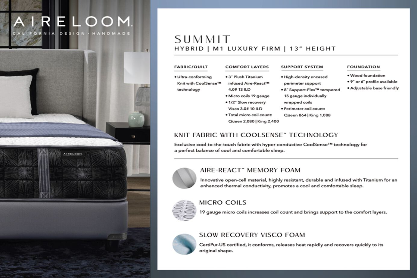 Aireloom Pinnacle Summit M1 Luxury Firm Mattress 13" image number 1