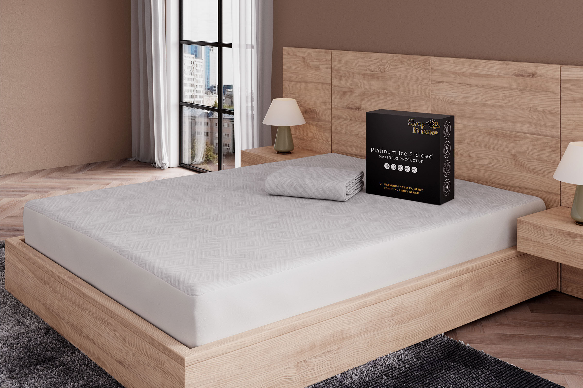 Sleep Partner ZZZ Platinum Ice 5-Sided Mattress Protector for USD