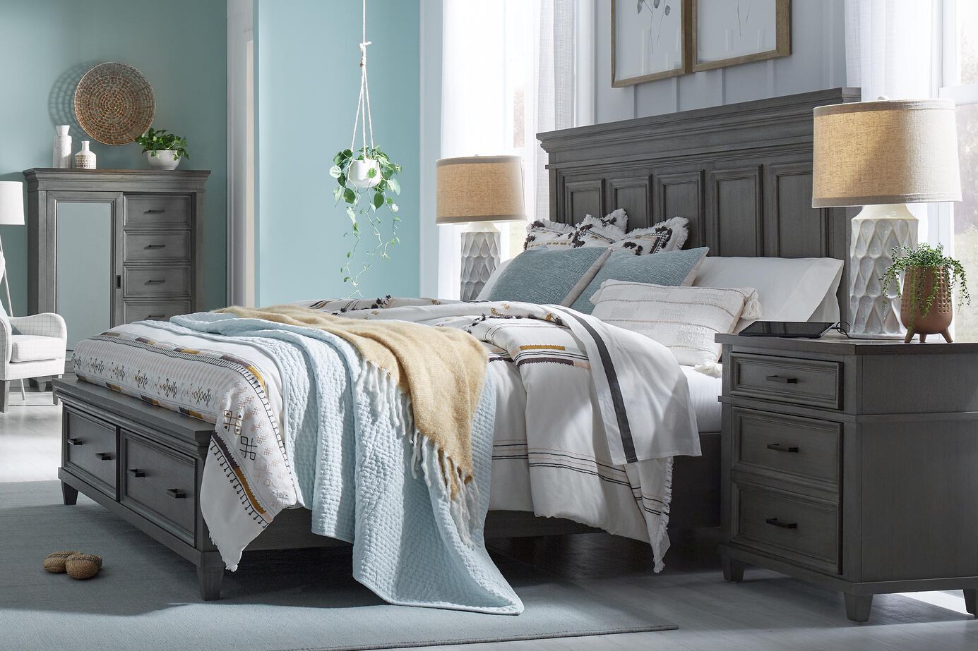 Aspen Home Caraway Panel Bed Complete with Storage image number 0