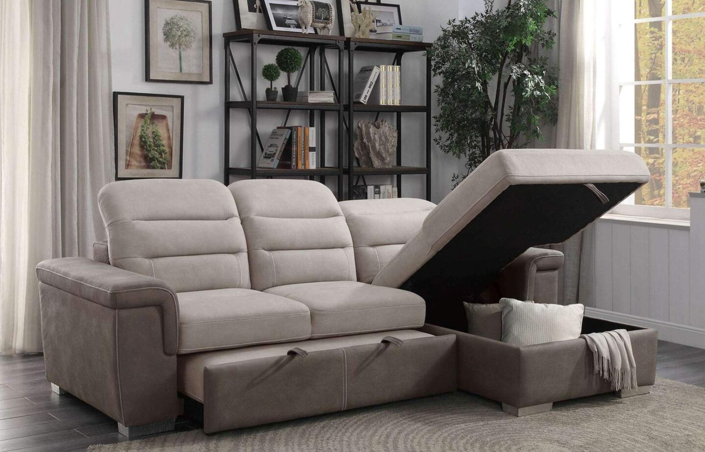 Homelegance Alfio Sectional with pullout bed and hidden storage image number 1