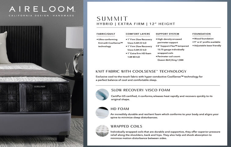 Aireloom Pinnacle Summit Extra Firm Mattress 12" image number 1