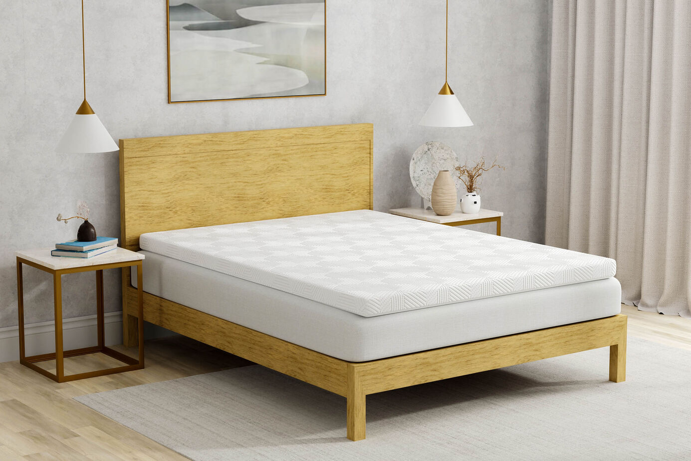 BED-TECH 3 Inch Gel Memory Foam Topper with Cover image number 1