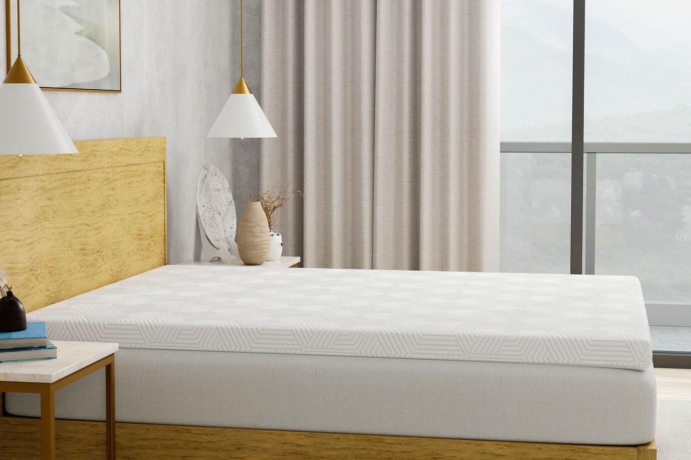 BED-TECH 3 Inch Gel Memory Foam Topper with Cover image number 2