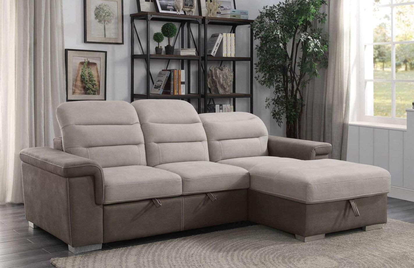 Homelegance Alfio Sectional with pullout bed and hidden storage image number 0